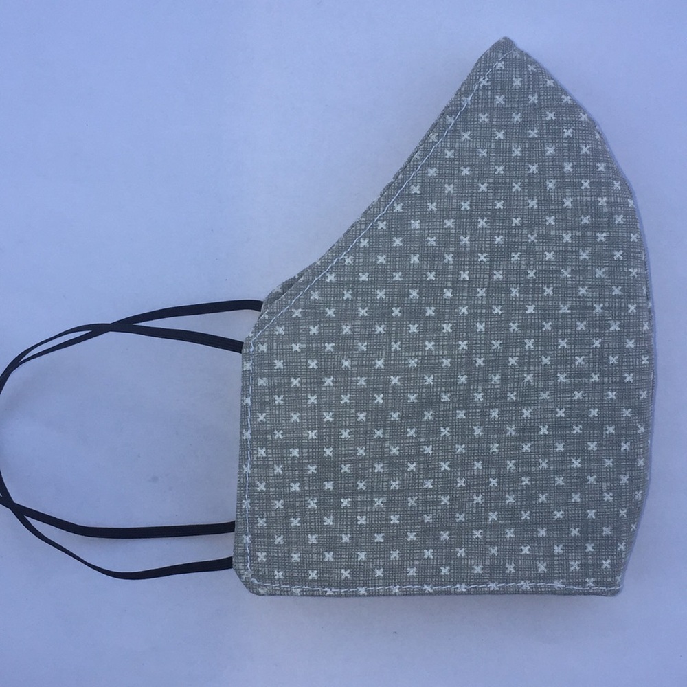 Gray with White X Print Mask